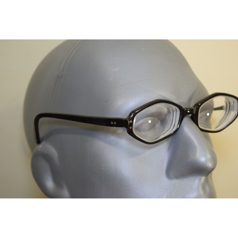 Vintage 1960's Parisian Capsule Capri-533 Black Hexagonal Eyeglasses 46 22 Franc